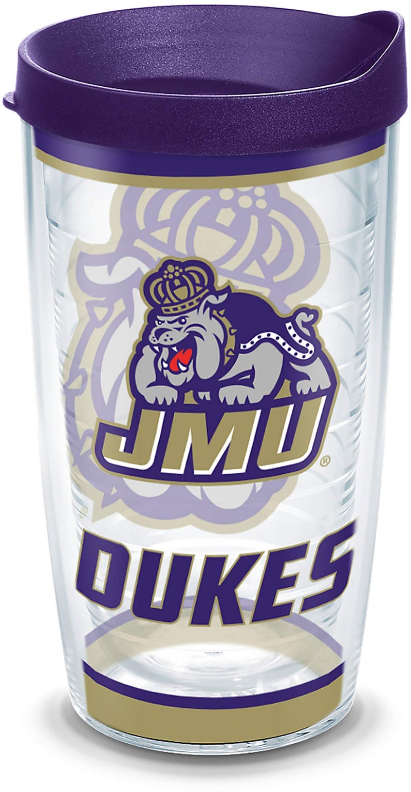 Tervis Made in USA Double Walled James Madison University JMU Dukes Insulated Tumbler Cup Keeps Drinks Cold & Hot, 16oz, Tradition - Image 1